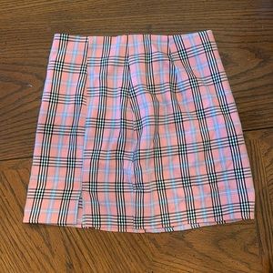 Pink Plaid Skirt